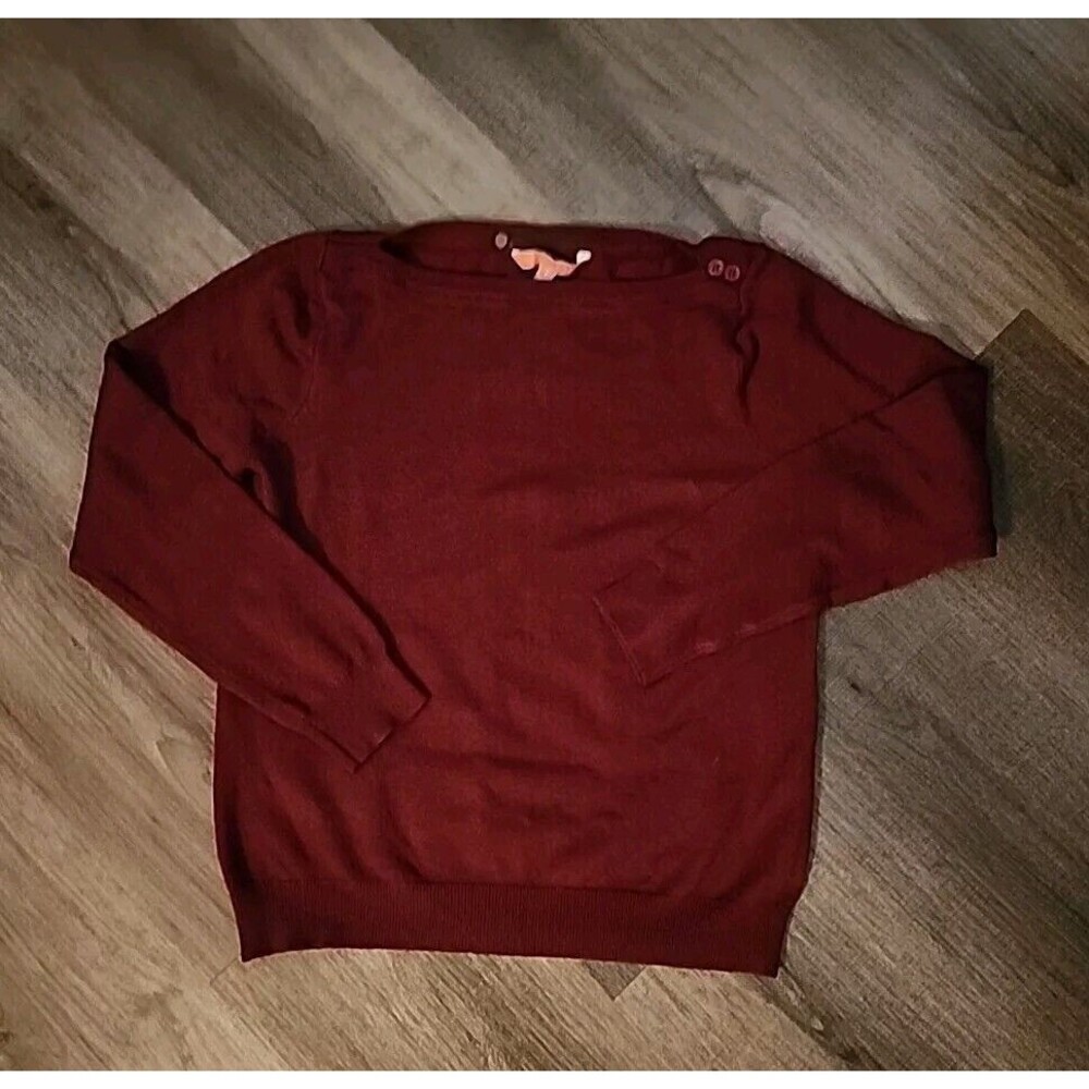 Modcloth Light Breathable Soft Sweater Womens Small Burgundy Boat Neck Cropped